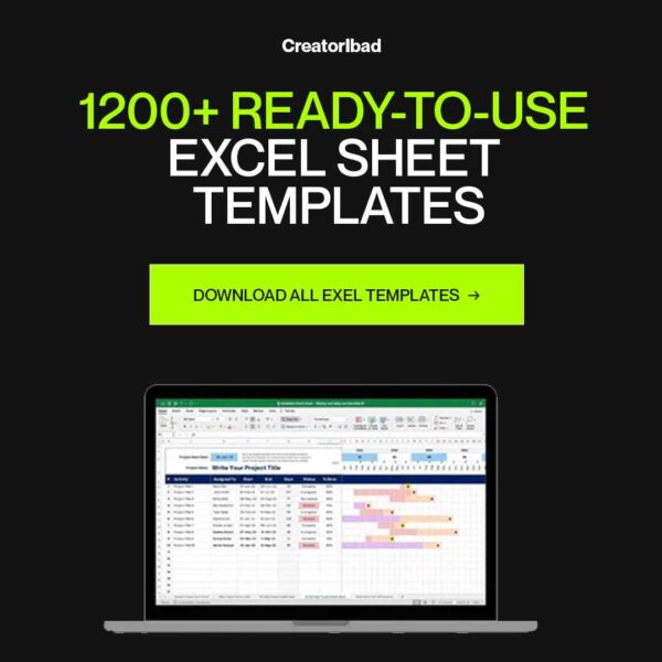 1200+ Ready-To-Use Excel Sheet Templates With Reselling Rights (Instant Access Within 30 Seconds)