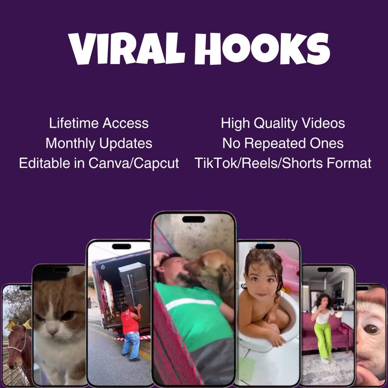 1000+ Ready to use Viral Video Hooks (Instant lifetime access within 30 seconds) with Reselling rights.